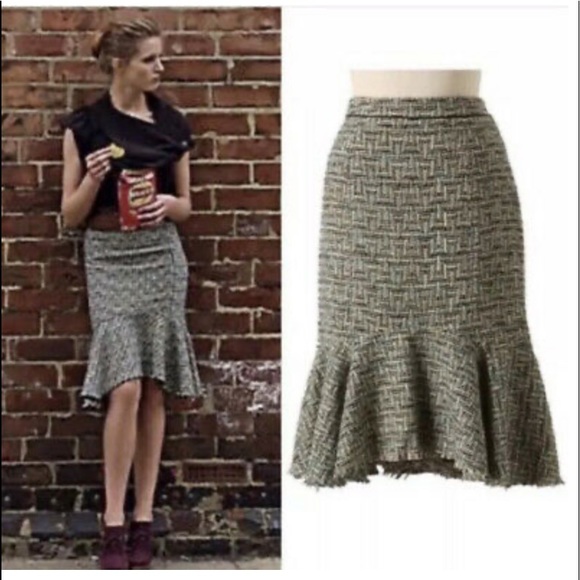 Anthropologie Dresses & Skirts - Anthropologie Bellerby Trumpet Tweed Skirt Green